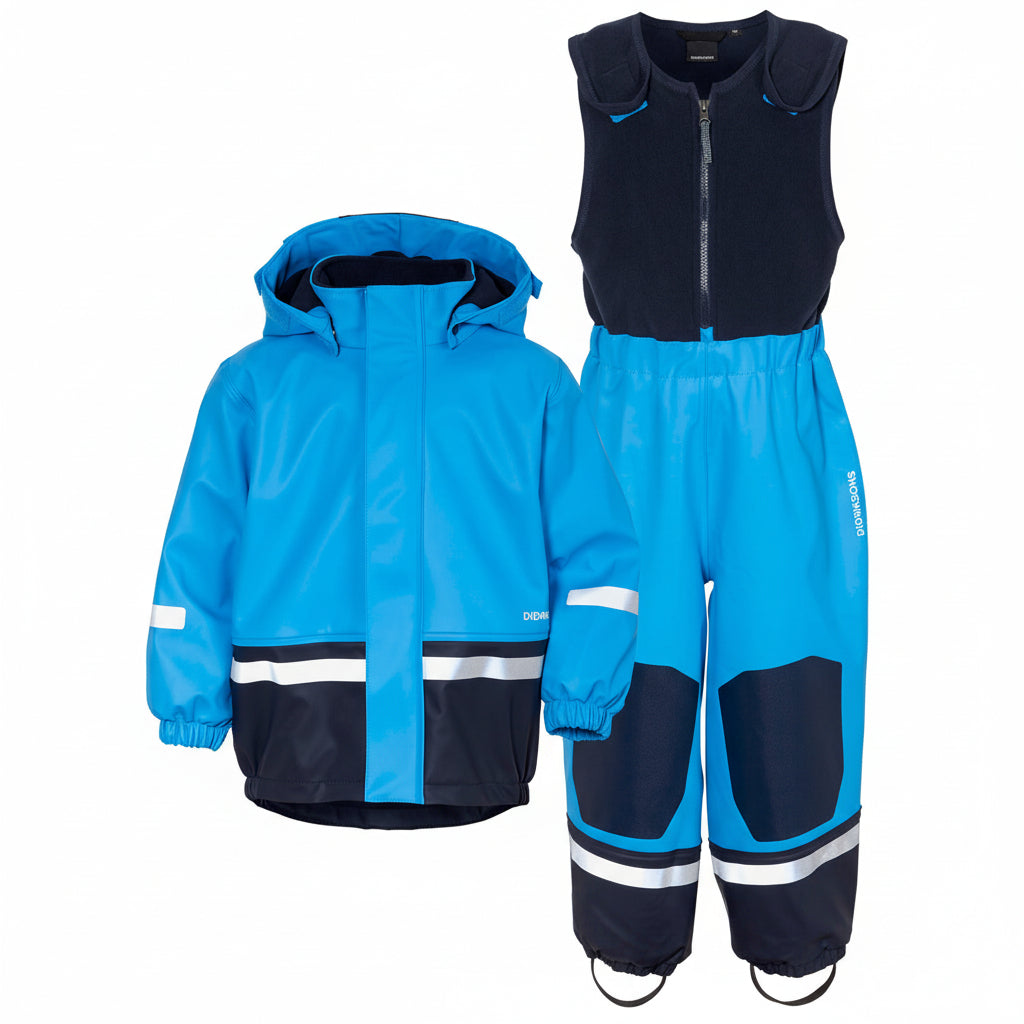 Kids Boardman Fleece Lined Rain Set – Waterproof, Fleece Lined, PU | Didriksons #color_sharp-blue