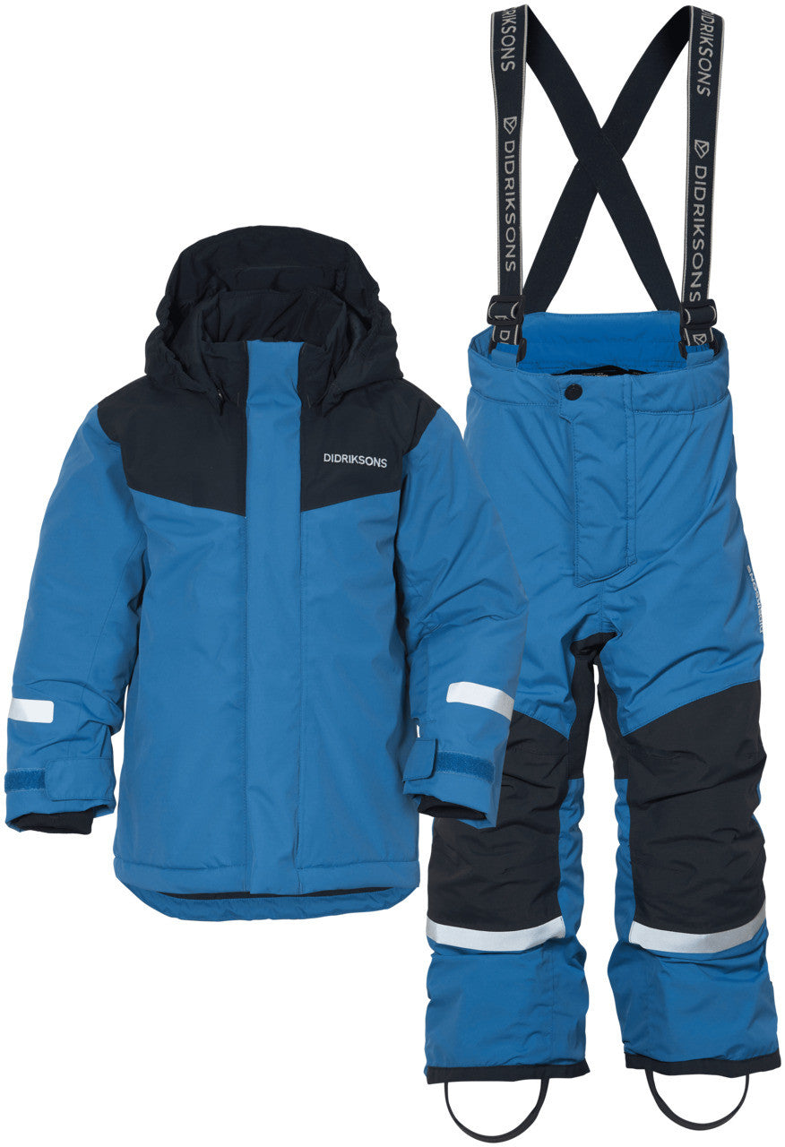 Kids Waterproof Skare Winter Set-Jacket and Snowpants – Insulated | Didriksons #color_caribbean-blue