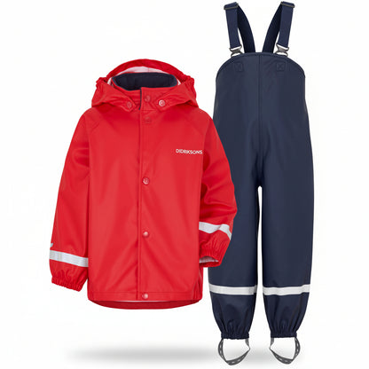 Kids Slaskeman Unlined Rain Set-Snap Jacket and Bibs – Waterproof, PU | Didriksons 