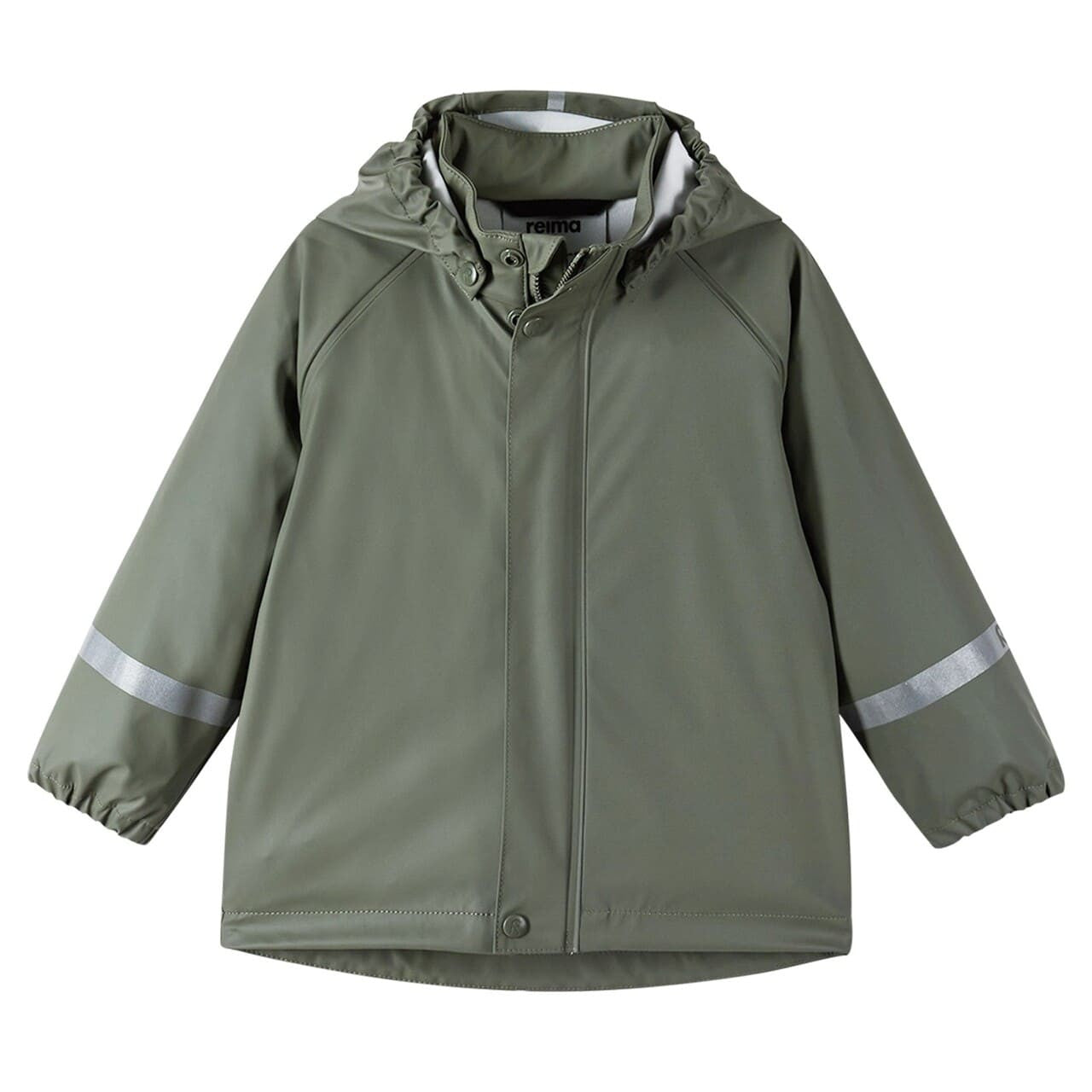 Kids Waterproof Lampi Rain Jacket - Unlined, PU | Reima #color_greyish-green