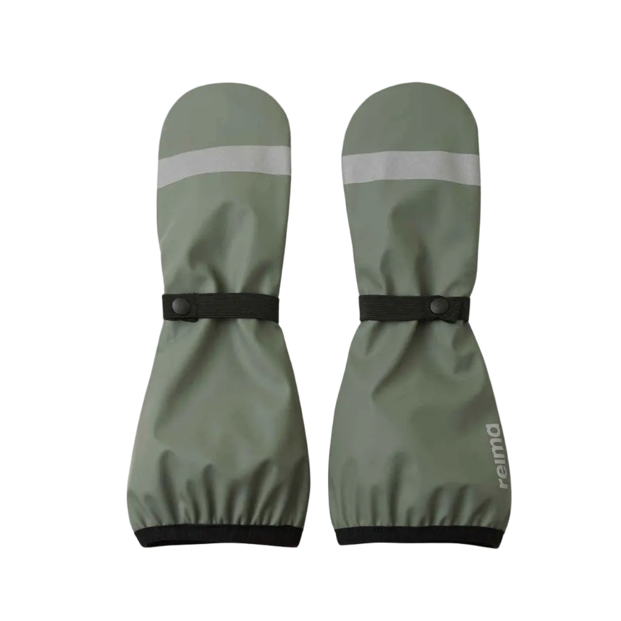 Kids Waterproof Puro Super Long Cuff Rain Mittens - Lightly Lined| Reima #color_greyish-green