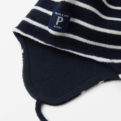 Kids Merino Wool Striped Pilot Cap | Polarn O. Pyret | 