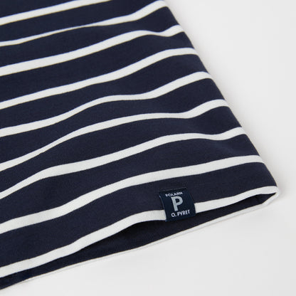 Kids Stripe Neck Gaiter | Polarn O. Pyret | #color-dark-sapphire