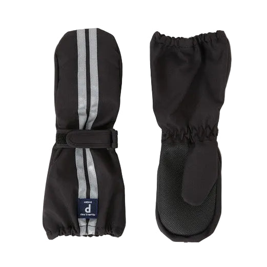 Kids Waterproof Long Cuff Shell Mittens | Polarn O. Pyret | #color_black