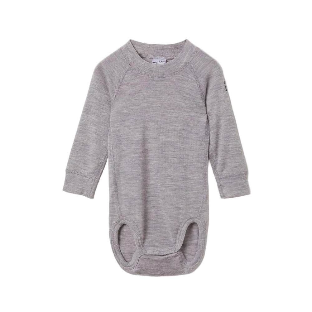 Kids Merino Wool Bodysuit | Polarn O. Pyret | #color_grey-melange