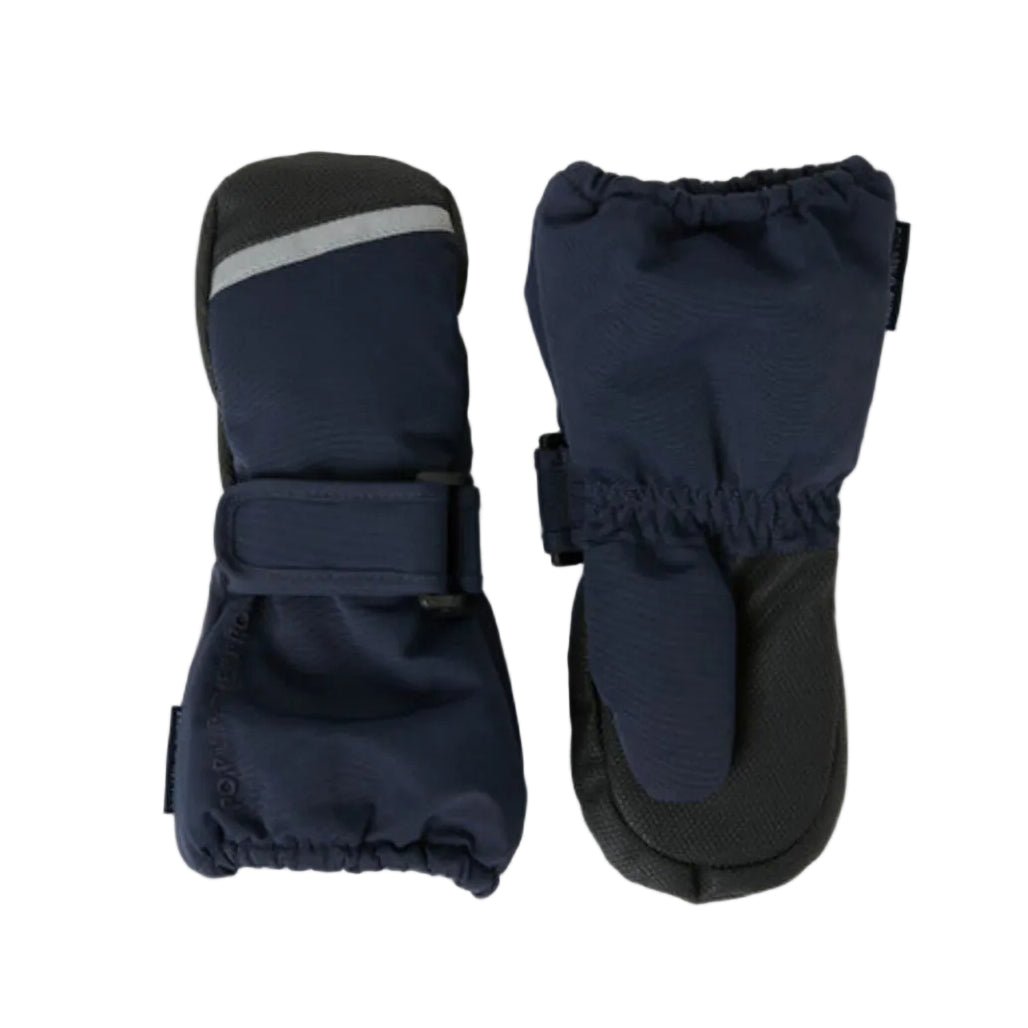 Kids Insulated Pile Fleece Lined Cuff Mittens | Polarn O. Pyret | #color_dark-sapphire