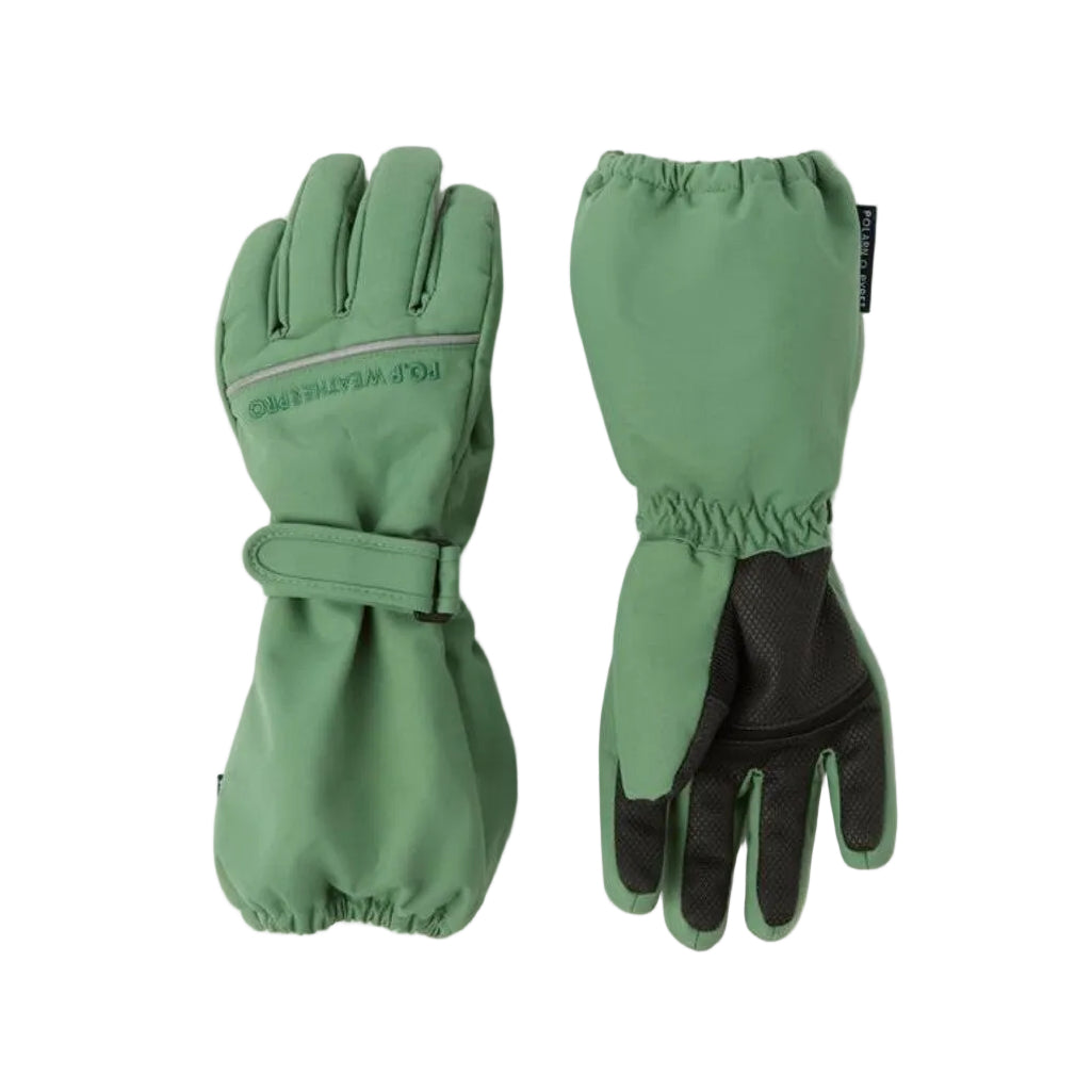 Kids Waterproof Long Cuff Insulated Gloves - 2 | Polarn O. Pyret | #color_comfrey