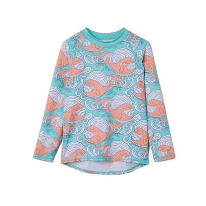 Kids UV Rash Guard Top - Happy Whale Print | Polarn O. Pyret | 