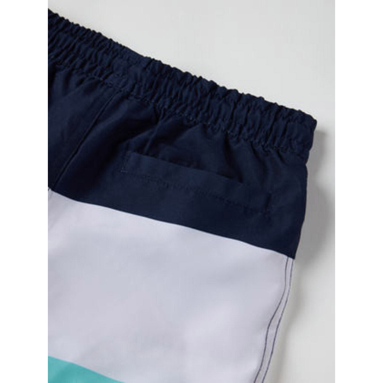 Kids Board Shorts - Block Stripe Print | Polarn O. Pyret | #color_dark-sapphire