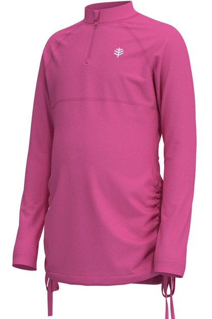 Girl's Lawai Ruche Long Sleeve Swim Shirt | Tulip Pink