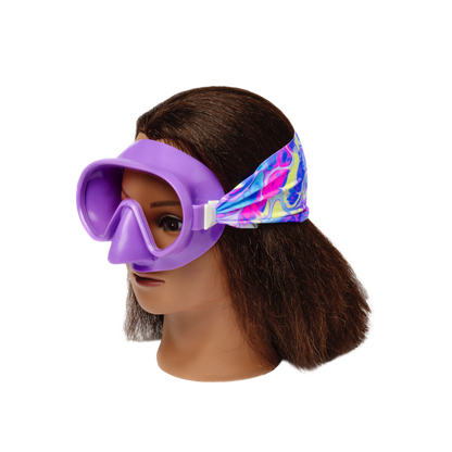 Youth Swim Mask – Splash Place Pastel Swirl – Purple Frame & Clear Anti-Fog Lenses