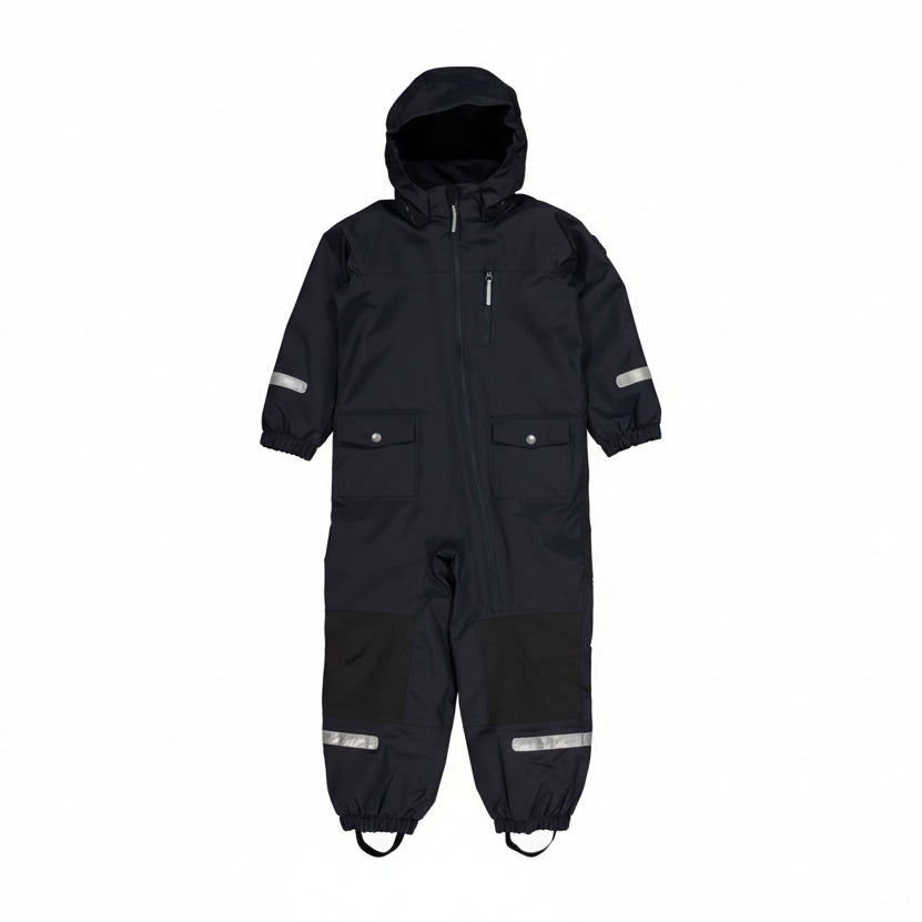 Kids Waterproof Shell Rain Suit With Removable Fleece Liner | Polarn O. Pyret #color_dark-sapphire