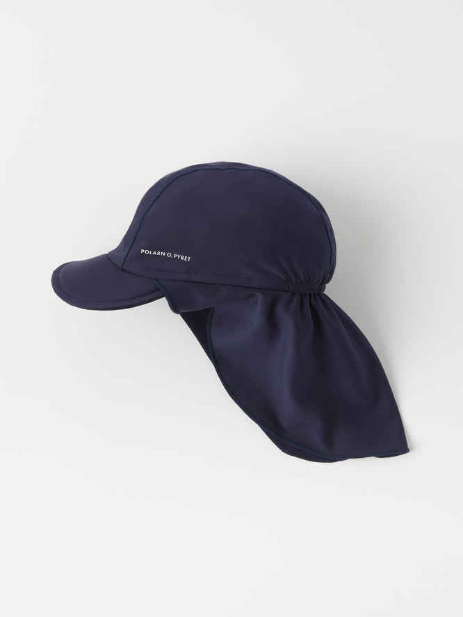 UV Eco UV Swim Eco Flap Hat - Neck Protection | Polarn O. Pyret #color_dark-sapphire