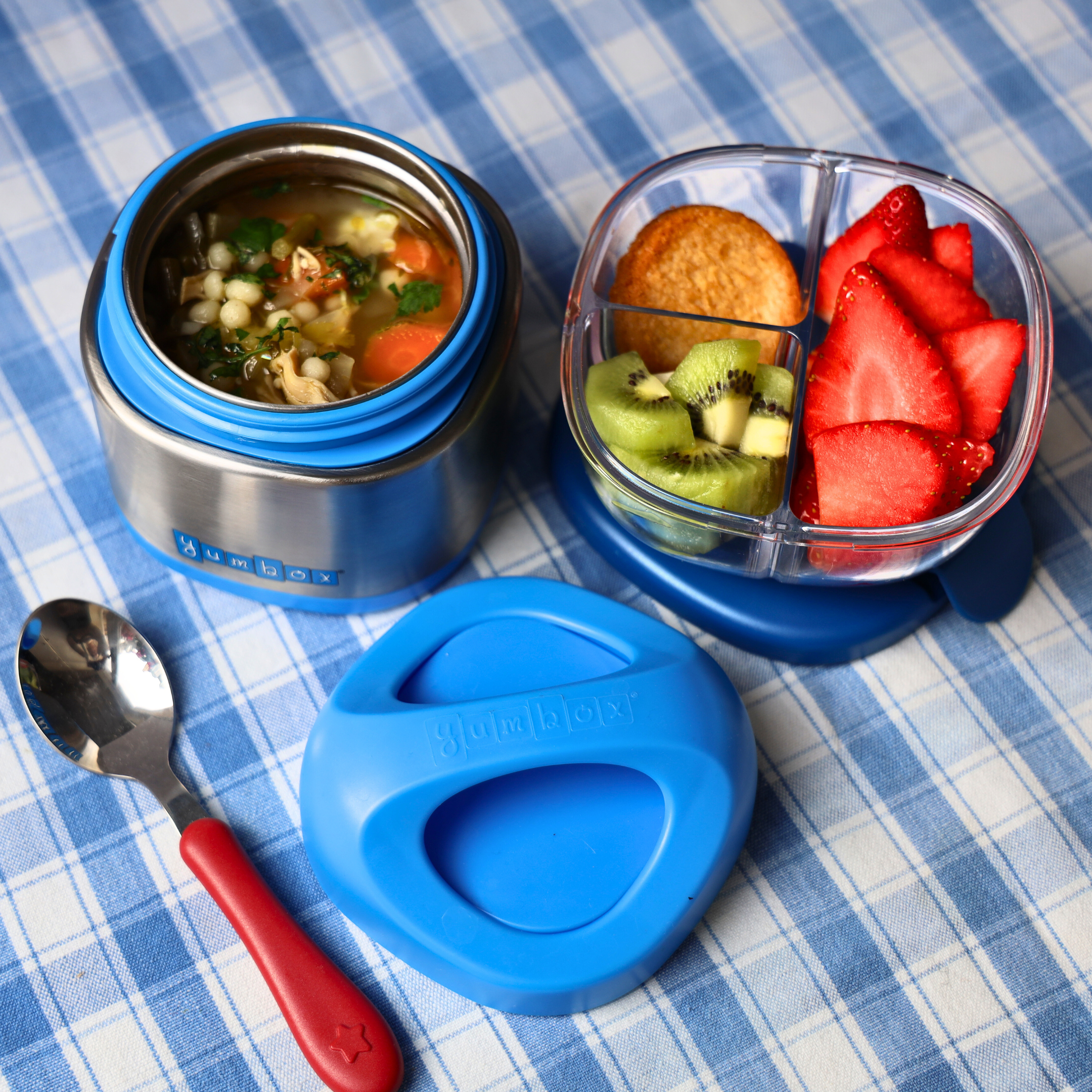 Leakproof Snack Bowl with 3 Compartment - Navy Blue