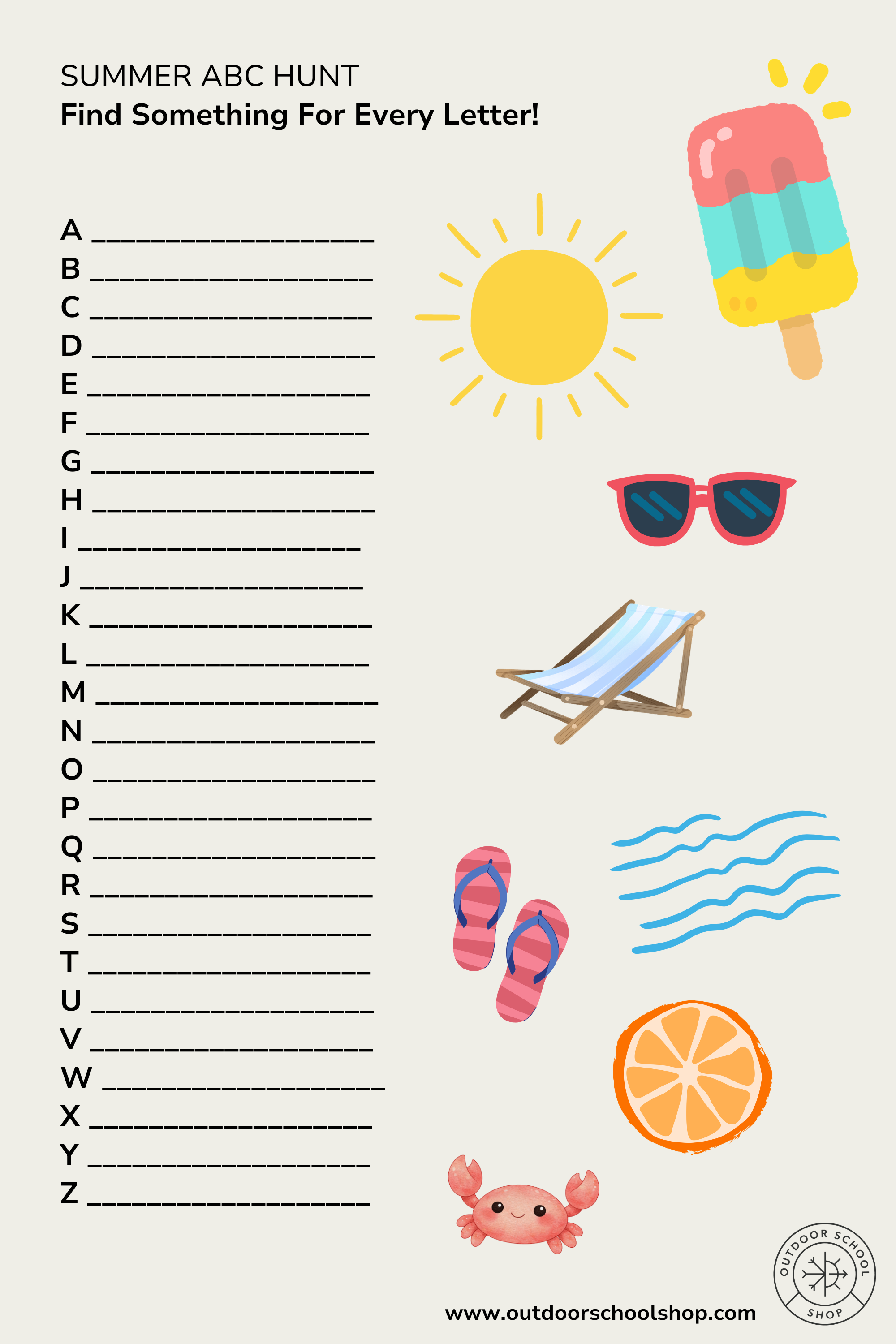 Free Summer Activity Sheets for Kids