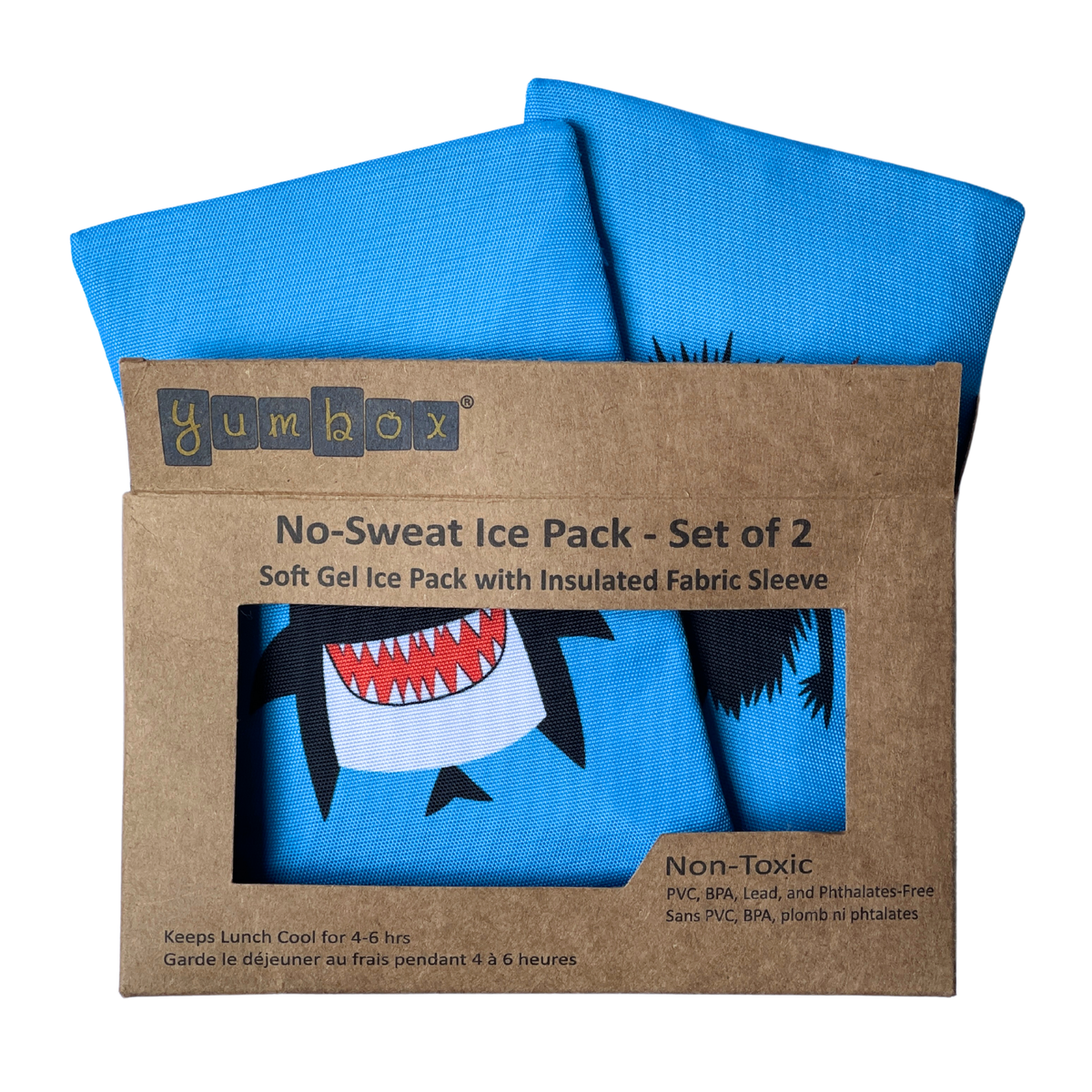 Lunch Box Gel Ice Packs 2-Pack – Yumbox No-Sweat – Monster & Shark Sleeves