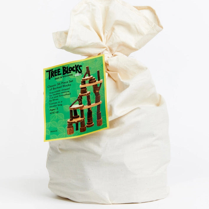 Kids Natural Wooden Building Blocks | Tree Blocks