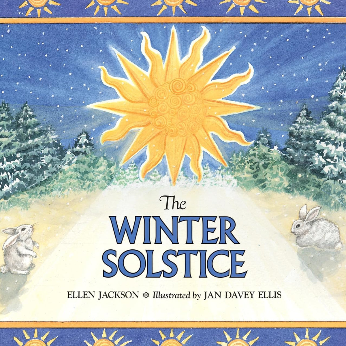 Book cover of 'The Winter Solstice' with a sun and snow scene