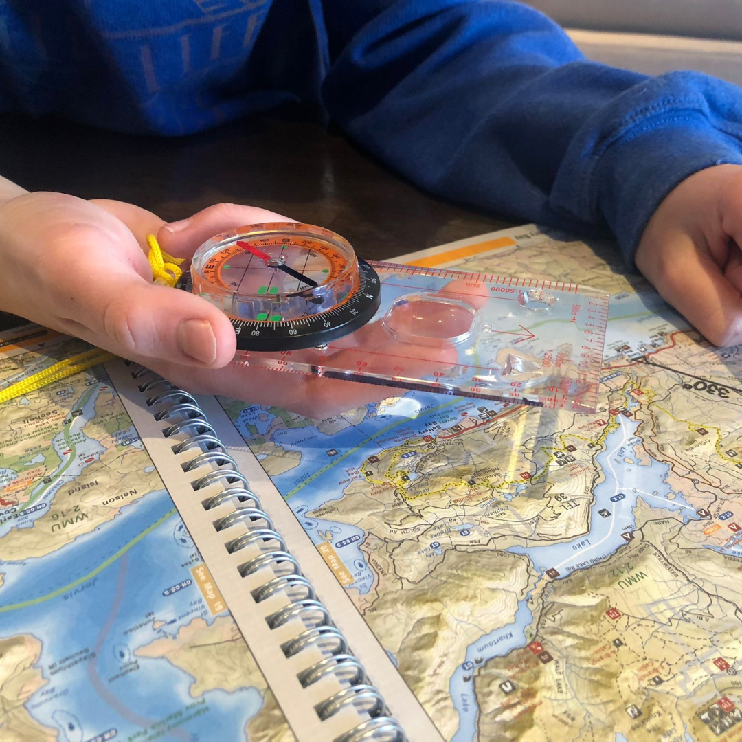 Magnetic Hiking & Orienteering Compass with Survival Guide