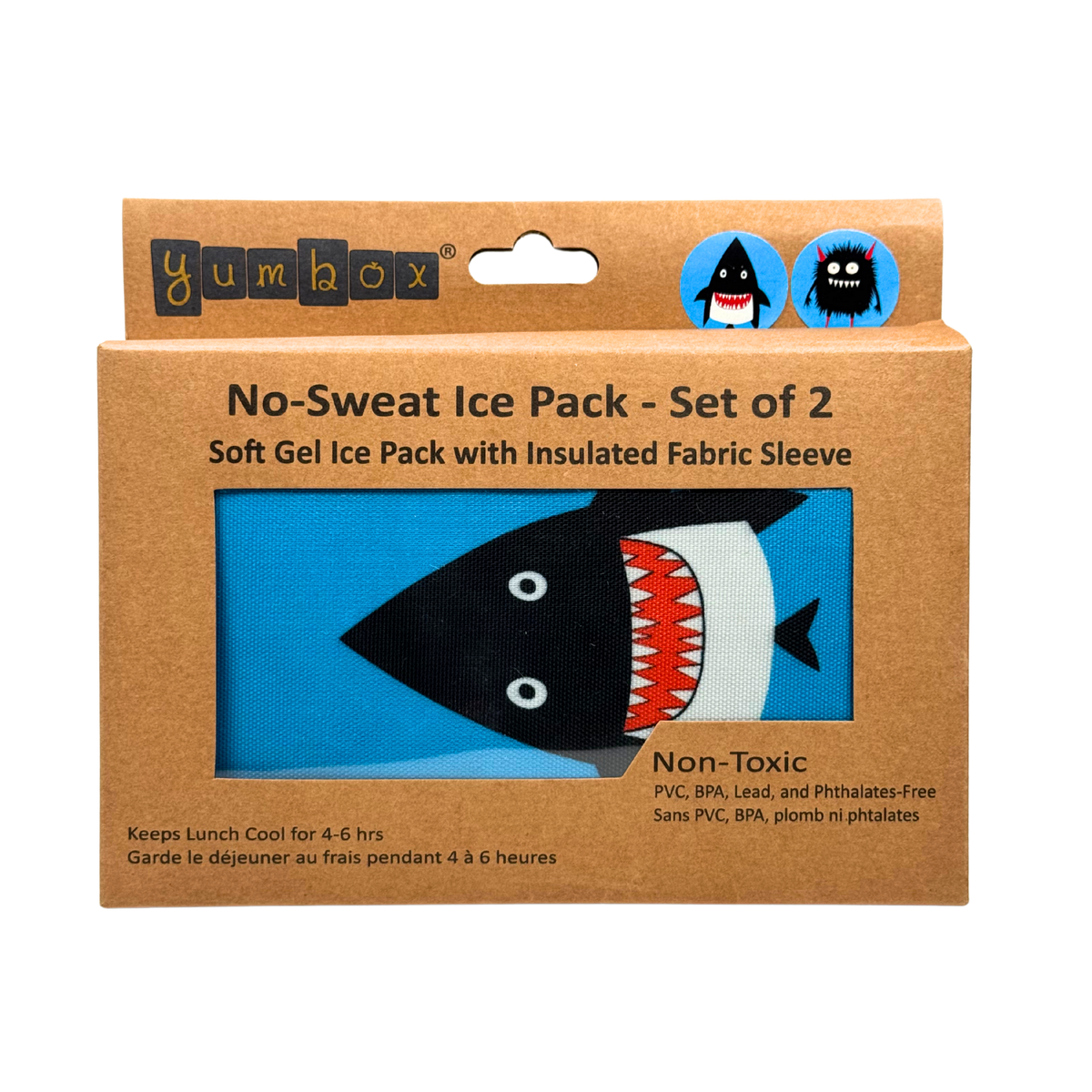 Lunch Box Gel Ice Packs 2-Pack – Yumbox No-Sweat – Monster & Shark Sleeves