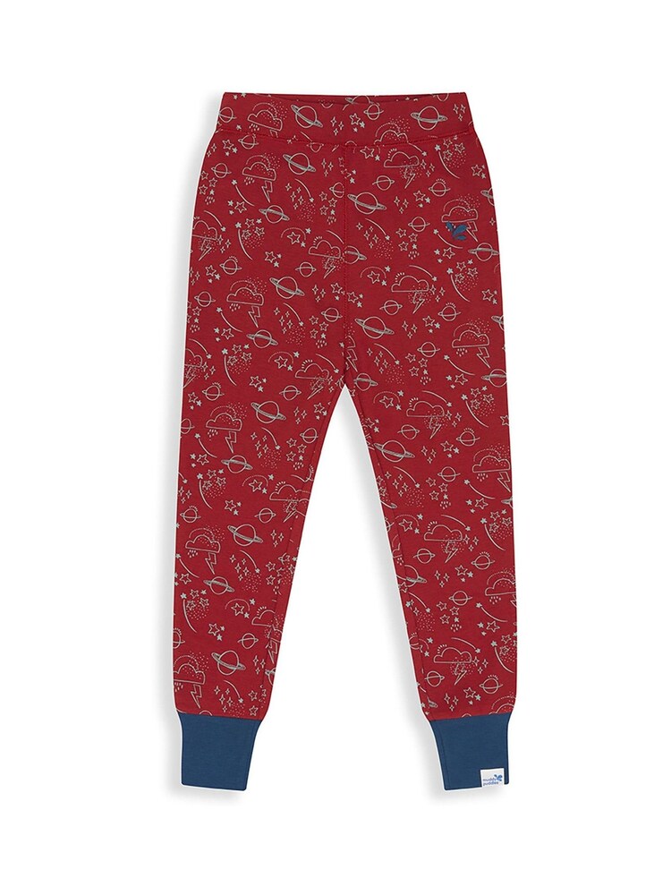 Kids Synthetic Drift Thermal Base Layer Bottom - Cotton Blend, Breathable, PJ | Muddy Puddles #color_red-pear-sky