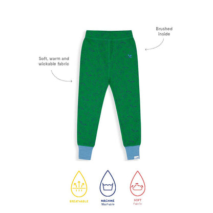 Kids Synthetic Drift Thermal Base Layer Bottom - Cotton Blend, Breathable, PJ | Muddy Puddles 