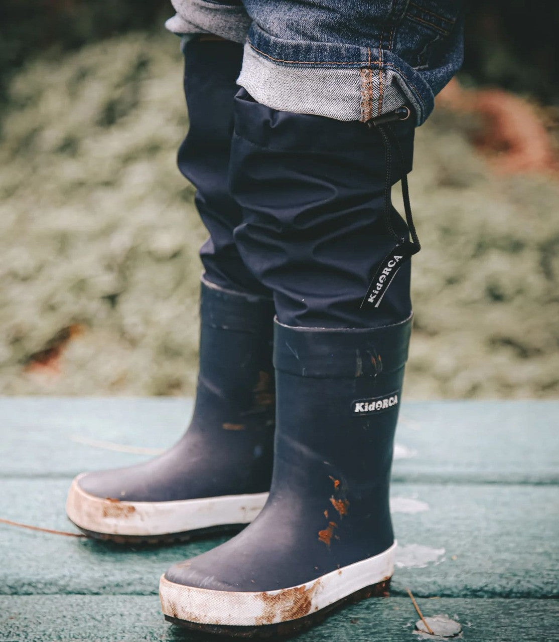 Kids Rain Boots with Above Knee Waders - Waterproof | KidORCA #color_navy