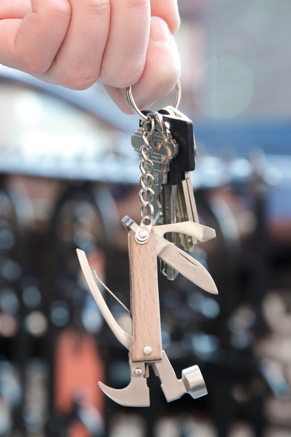 Wood Mini Hammer Multi-Tool | Compact 8-in-1 Pocket Tool