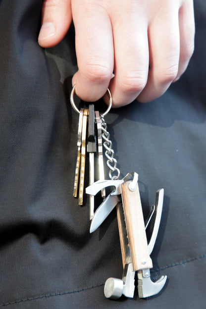 Wood Mini Hammer Multi-Tool | Compact 8-in-1 Pocket Tool