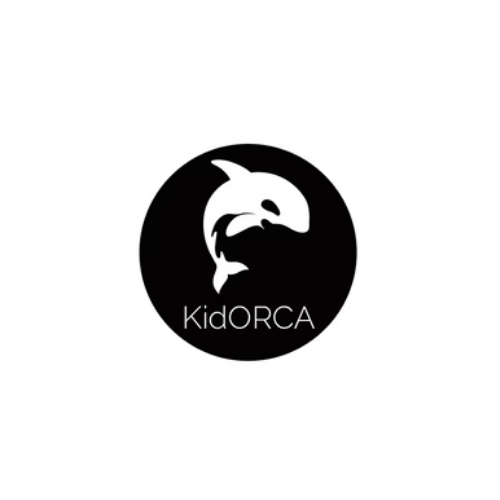 Kid orca logo of a orco in a black circle