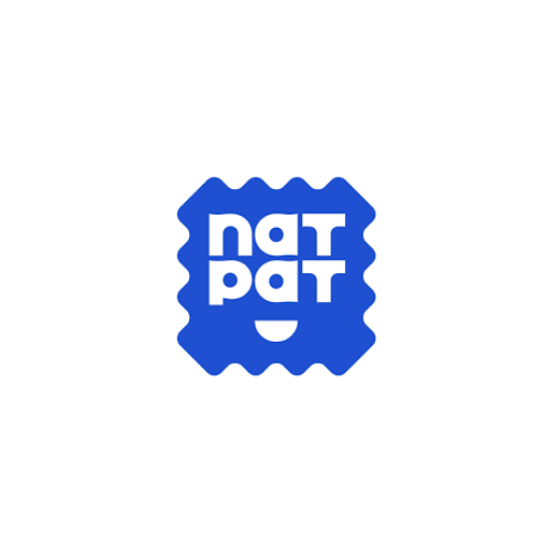 NatPat logo on a blue curved box on a white background