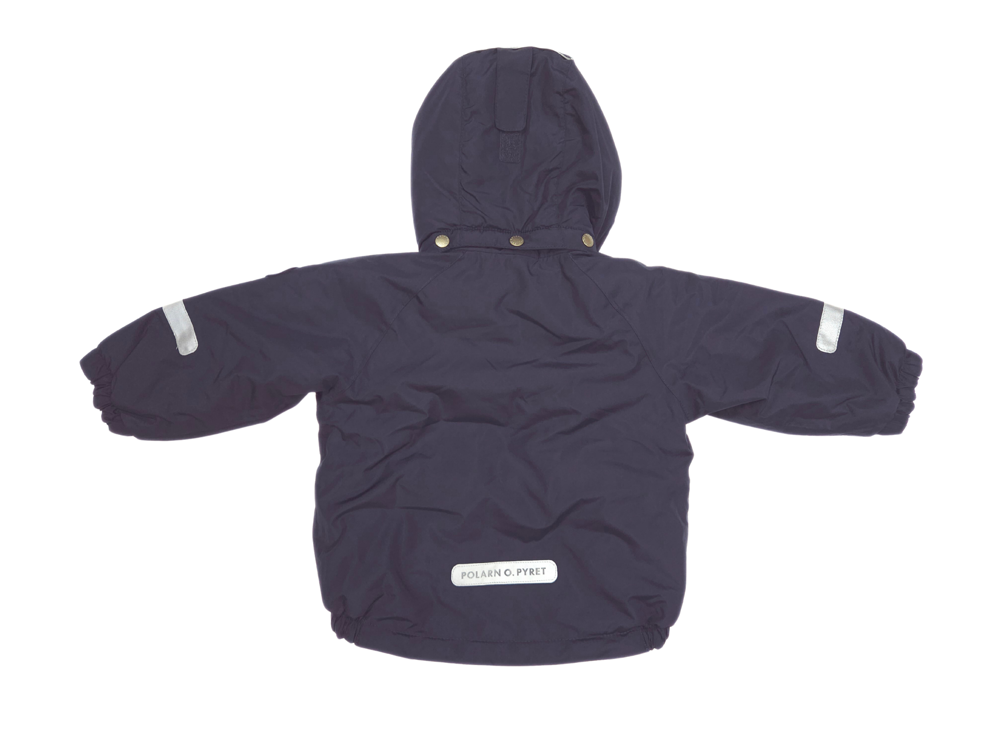 Navy blue children's raincoat with reflective stripes back