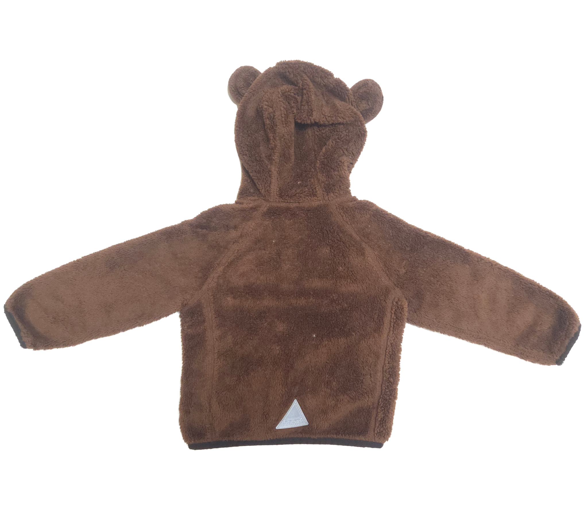 Brown teddy bear hoodie on a white background back