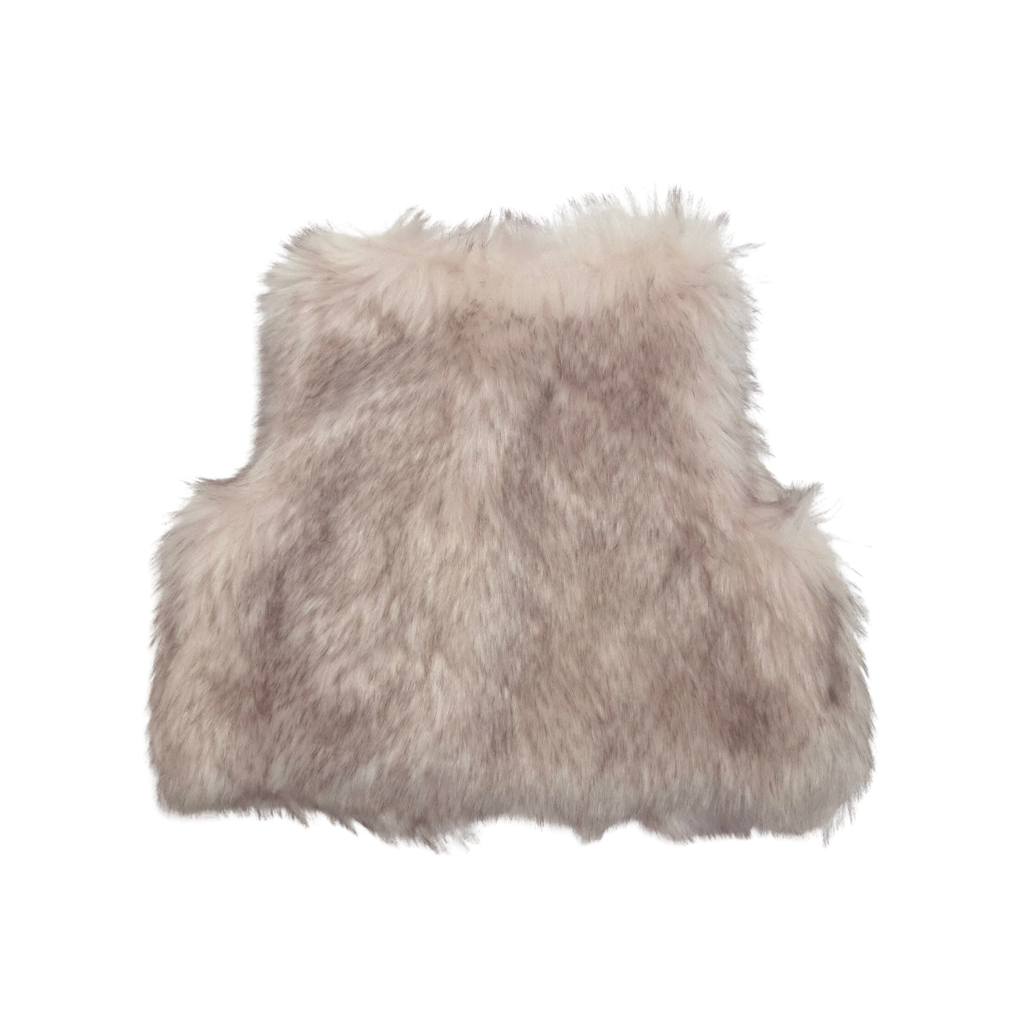 Children's fur vest with pink heart pattern back