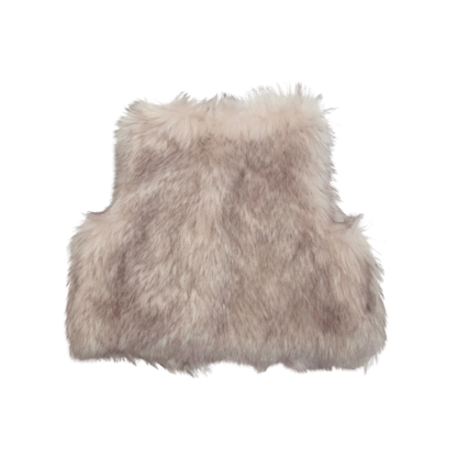 Children's fur vest with pink heart pattern back