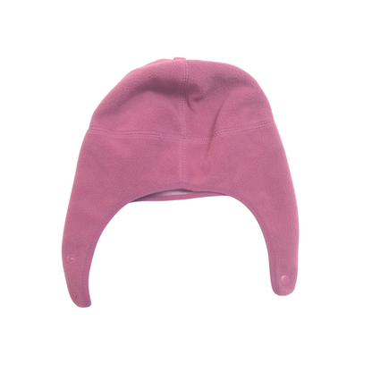 Pink beanie hat on a white background