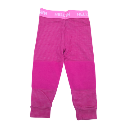 Bright pink mesh leggings with solid pink contrast panels on the thighs and cuffs, featuring a pink elastic waistband with the brand name.
