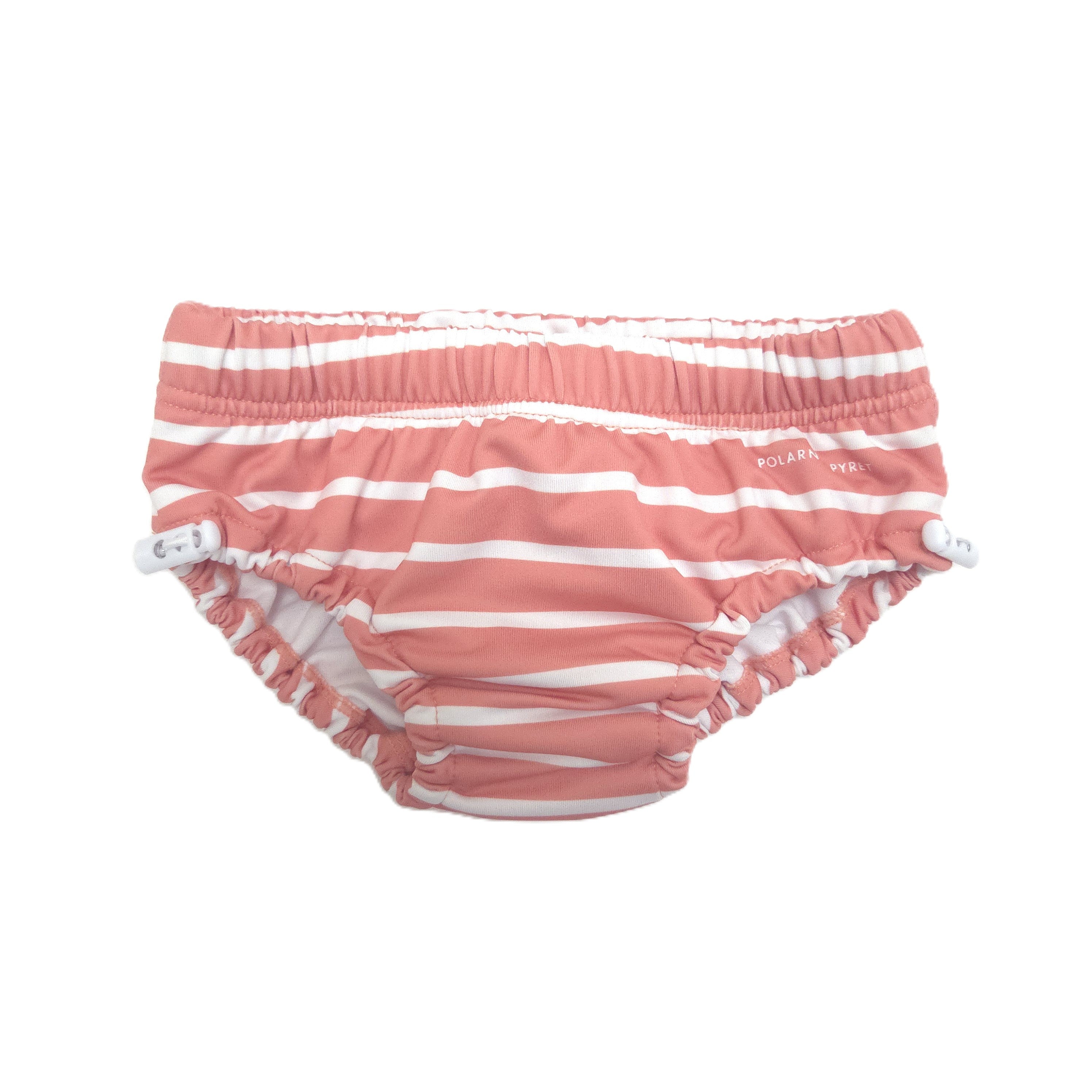 Orange and white striped reusable swim diaper