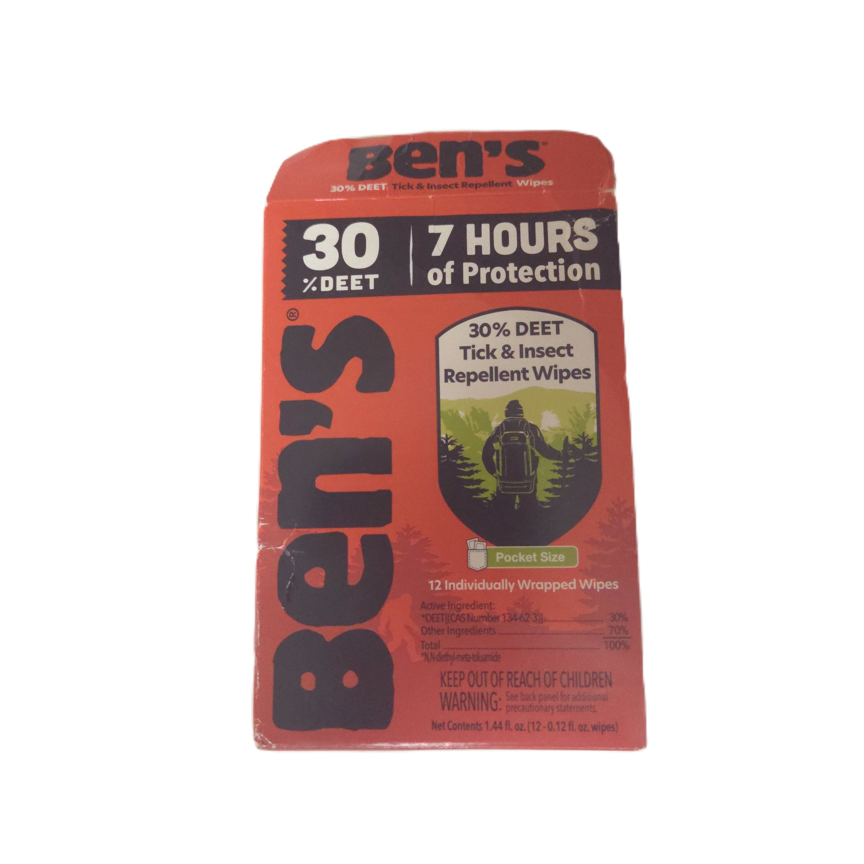 30% Deet insect repellent wipes box
