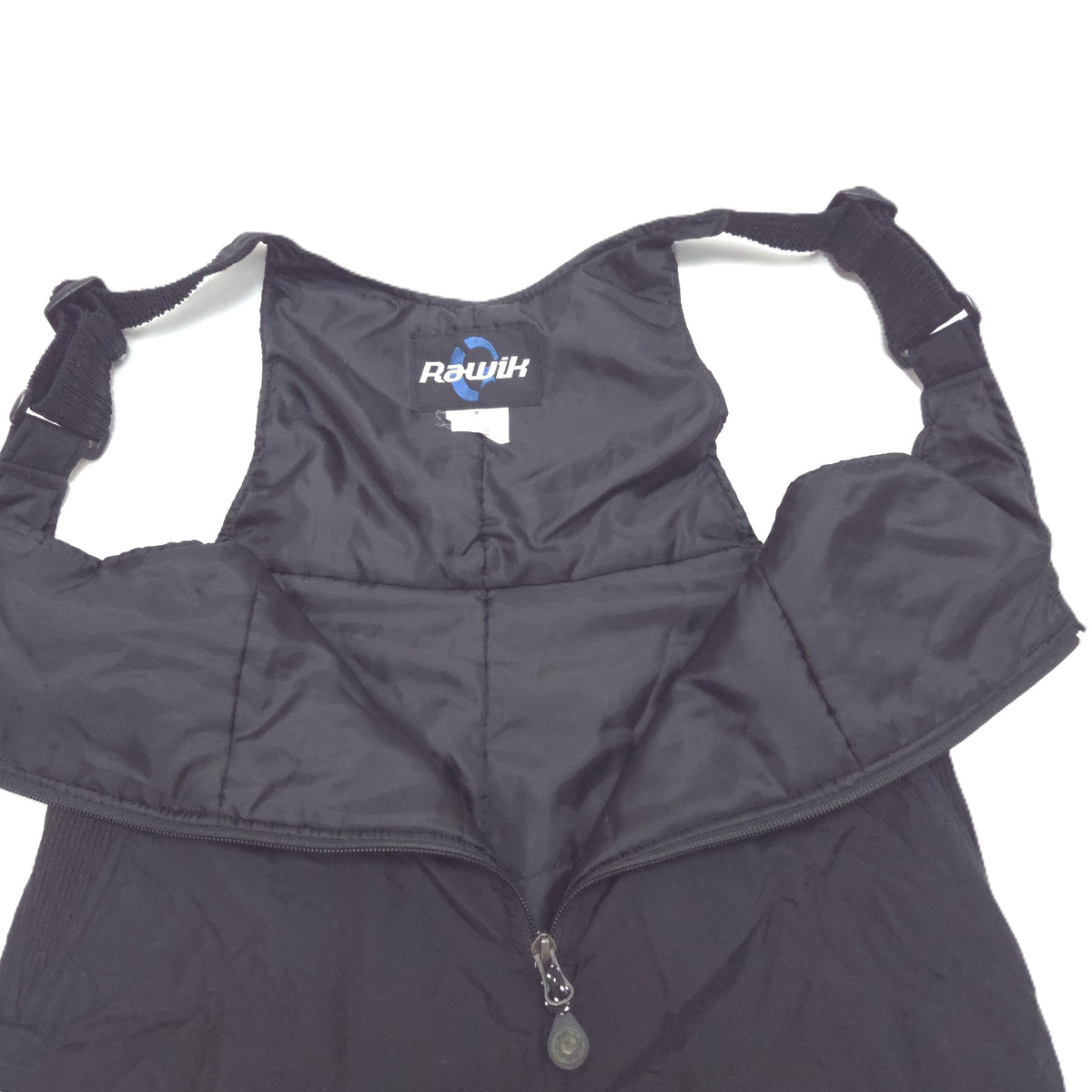 Black insulated bib snowpants details