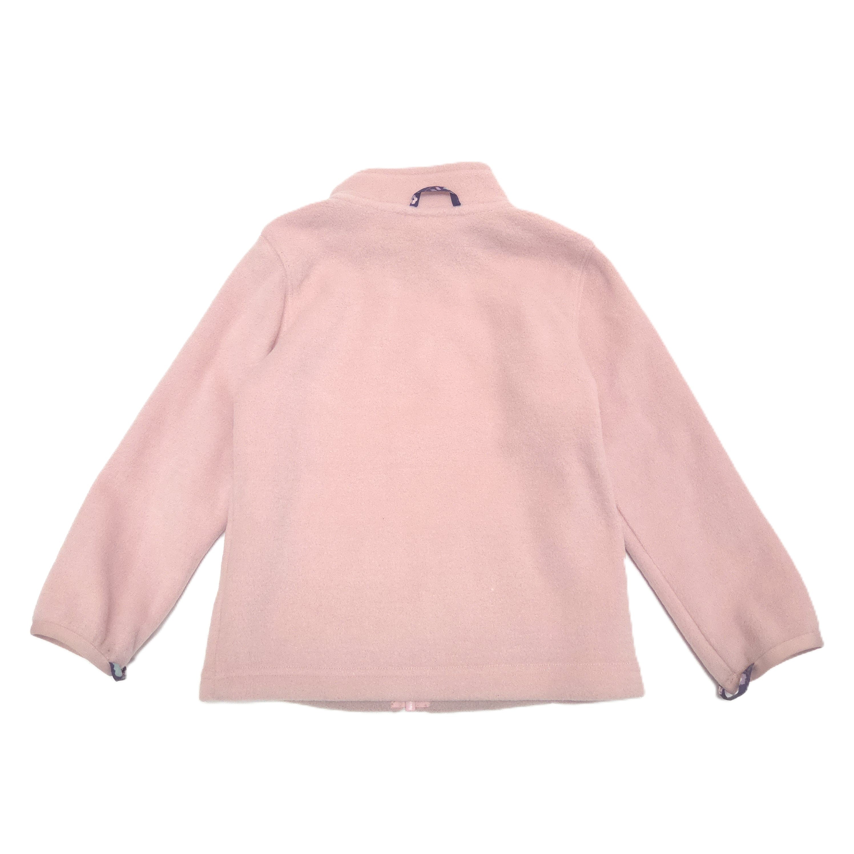 A light pink long-sleeve fleece inner  jacket shown from the back.