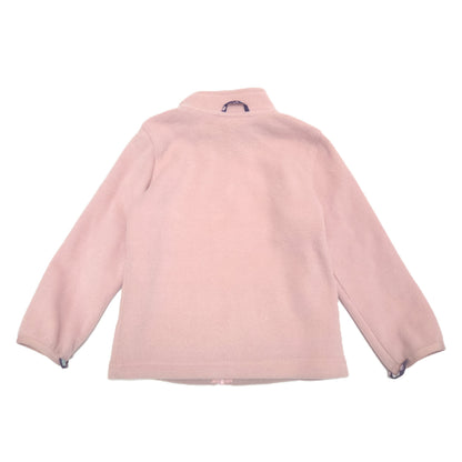 A light pink long-sleeve fleece inner  jacket shown from the back.