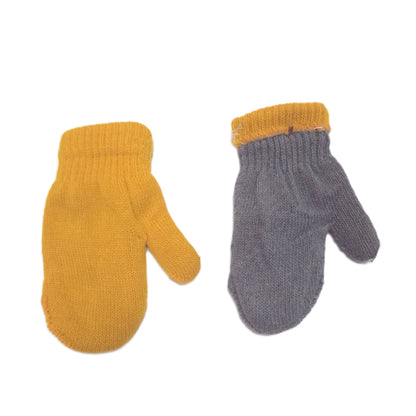 showing inside-out yellow mitten