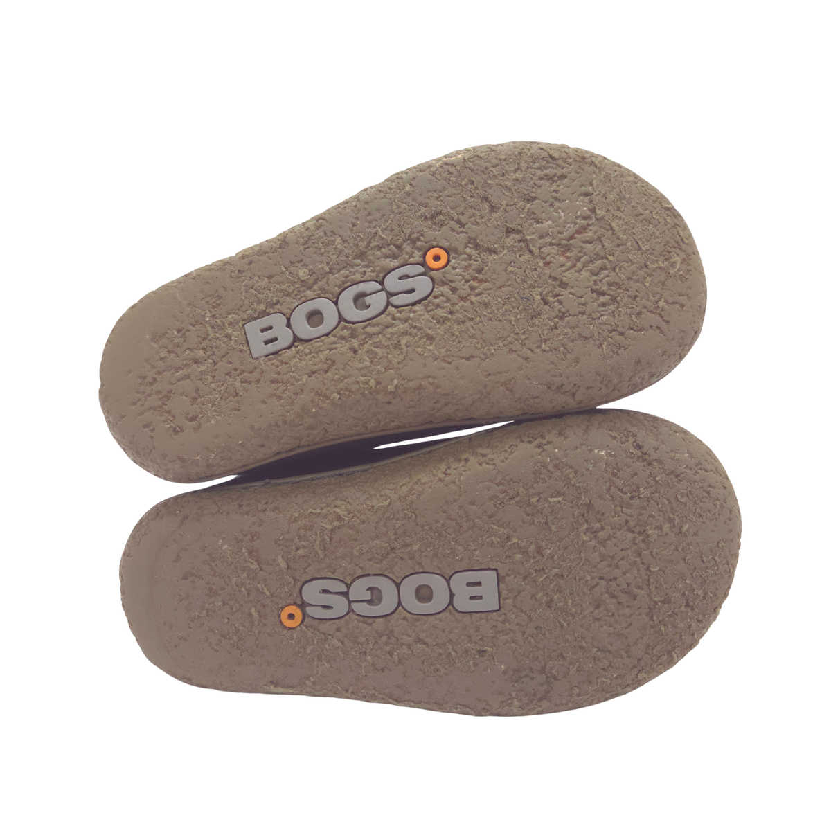 Te sole side, featuring the BOGS brand name in gray with an orange accent dot, on a plain white background.