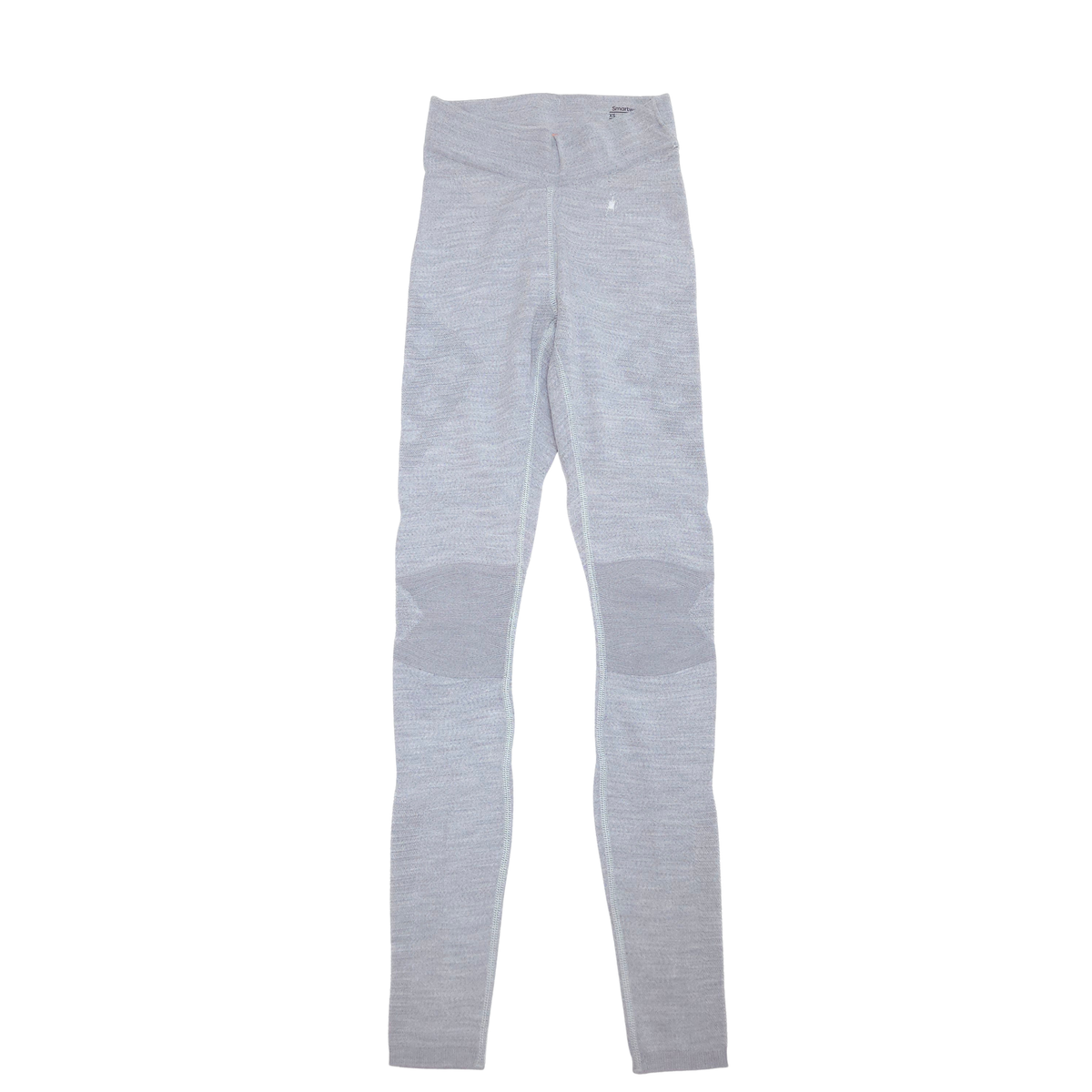 Light gray heathered athletic wool leggings with darker gray contrast panels on the knees, shown flat against a white background.