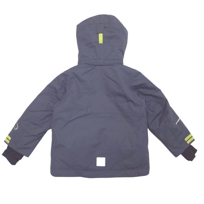 A dark gray hooded jacket shown from the back, set against a plain white background.