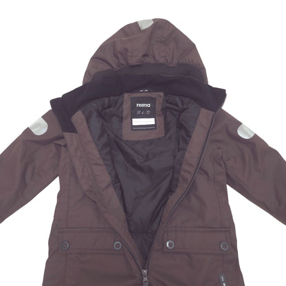 A dark brown hooded lined shell open front