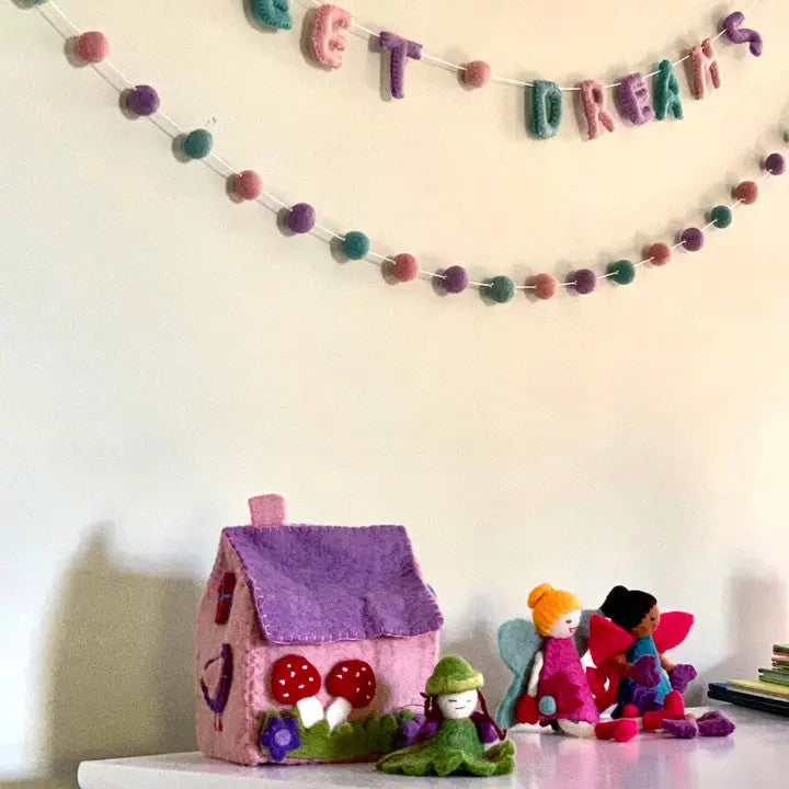 Handcrafted Strawberry Felt Fairy House