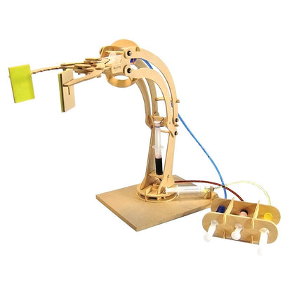 Wooden mechanical model on a white background