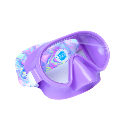 Youth Swim Mask – Splash Place Pastel Swirl – Purple Frame & Clear Anti-Fog Lenses